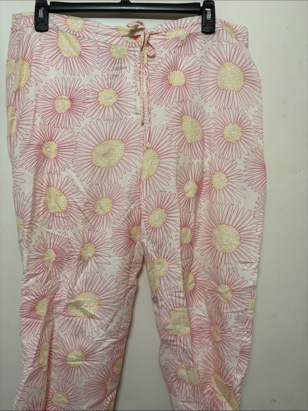Pink Daisy Print Drawstring Joggers - Casual Floral Lounge Pants
